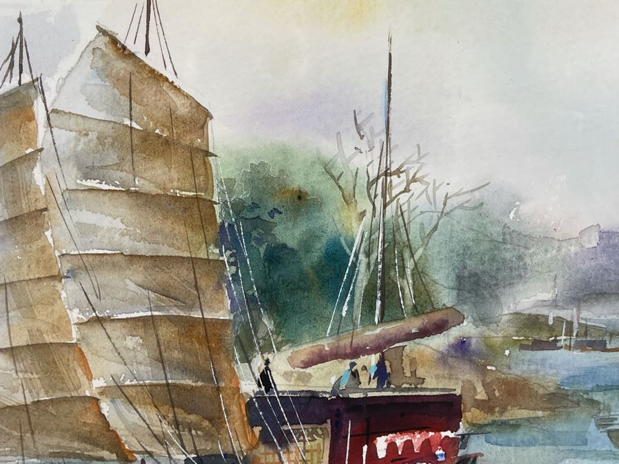 Original Chinese Watercolor Painting By Lee Hung 15.5 X 12 Framed 24 X 18 [Photo 10]