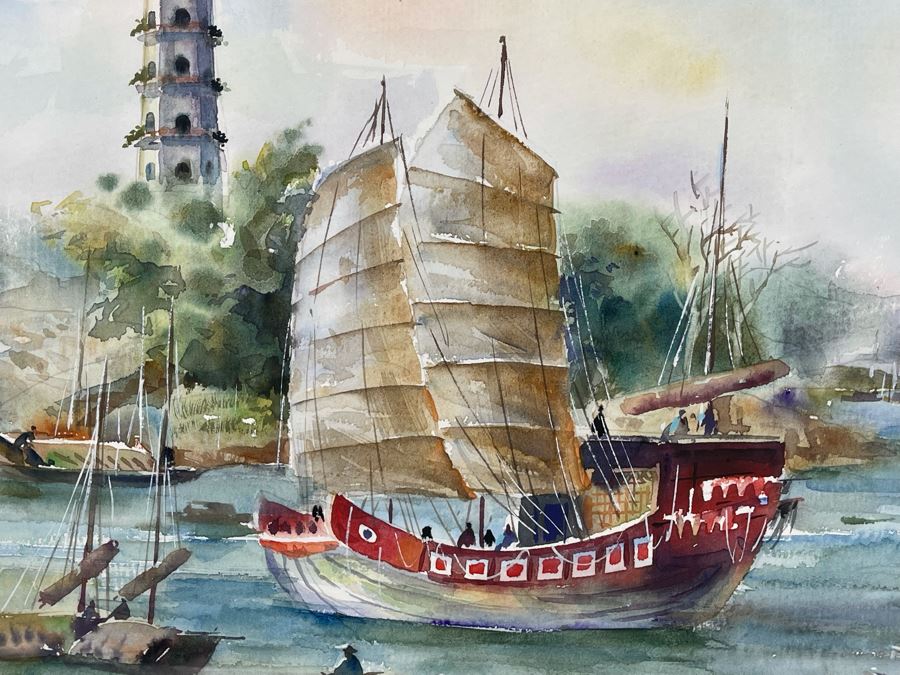 Original Chinese Watercolor Painting By Lee Hung 15.5 X 12 Framed 24 X 18 [Photo 11]