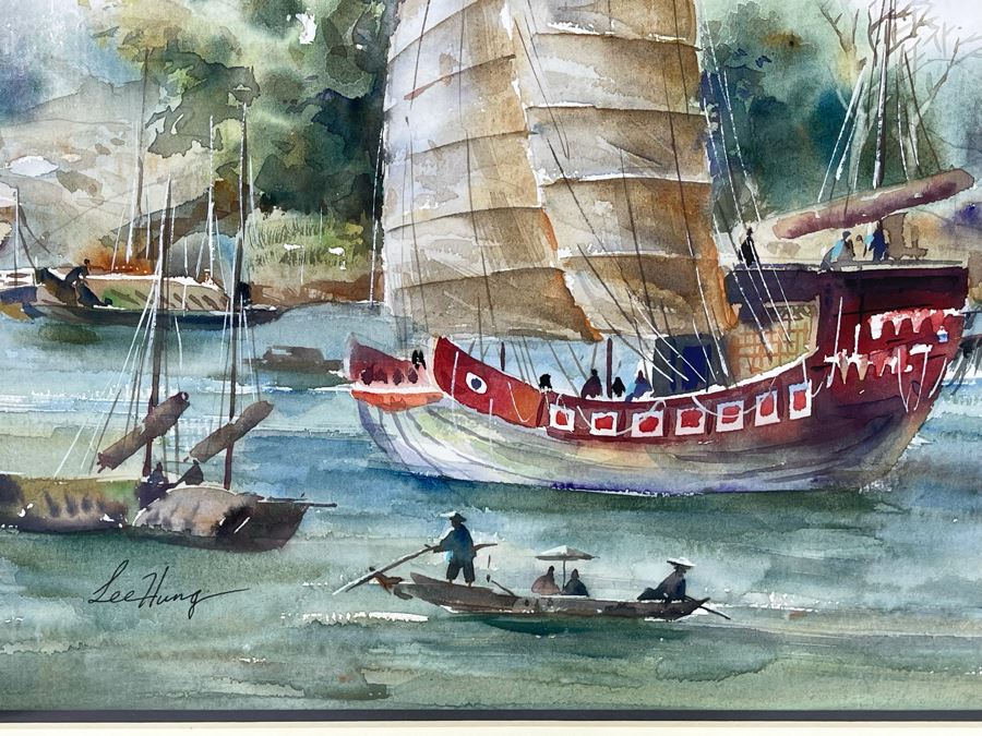 Original Chinese Watercolor Painting By Lee Hung 15.5 X 12 Framed 24 X 18 [Photo 5]