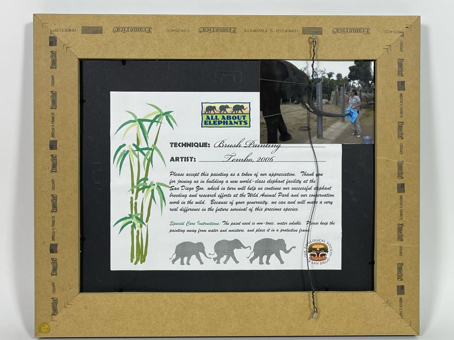 Abstract Bruch Painting By Tembo The Elephant (Former Animal Actor) At The San Diego Zoo In 2006 9.5 X 8 Framed 18 X 15 [Photo 2]