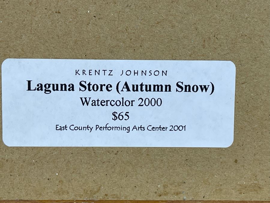 Krentz Johnson Original Watercolor Painting Titled Laguna Store (Autumn Snow) 9 X 5 Framed 15 X 12 [Photo 9]