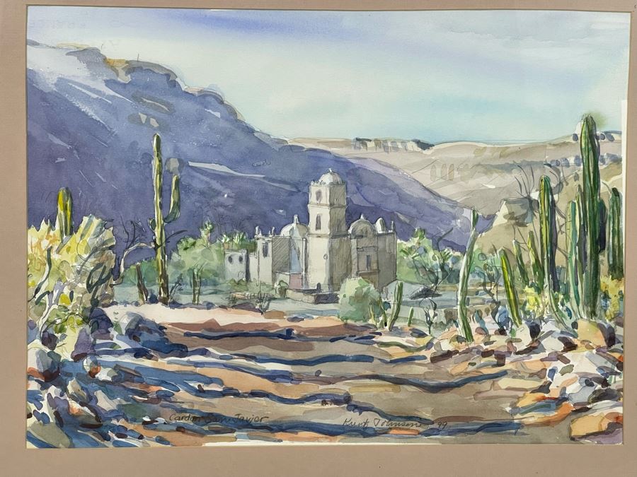 Krentz Johnson Original Watercolor Painting Titled Cardon San Javier 17.5 X 13 Framed 27 X 21.5 [Photo 3]