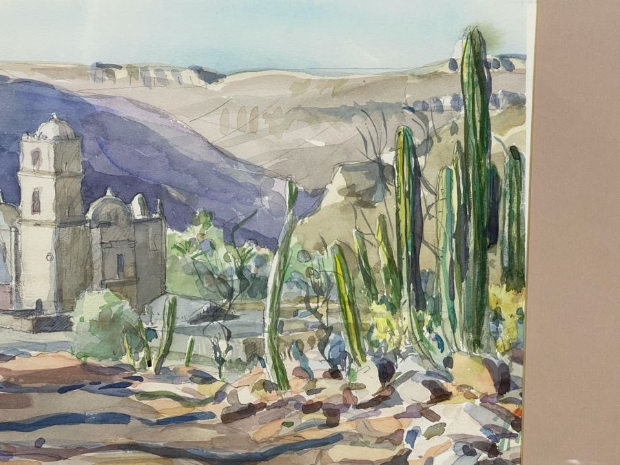 Krentz Johnson Original Watercolor Painting Titled Cardon San Javier 17.5 X 13 Framed 27 X 21.5 [Photo 5]