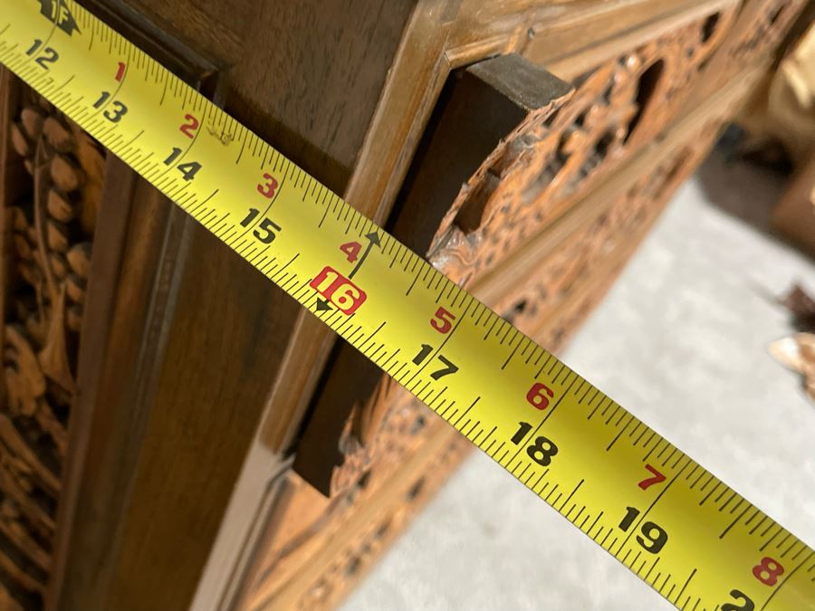 Vintage Relief Carved Chinese Secretary Desk With Drawers 36W X 17D X 41.5H [Photo 24]