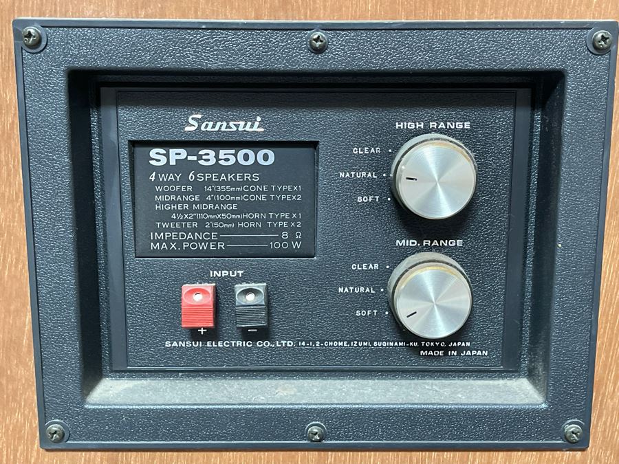 Vintage Pair Of Sansui SP-3500 4 Way High Power Series Speakers 17.5W X 11.5D X 25.5H [Photo 11]