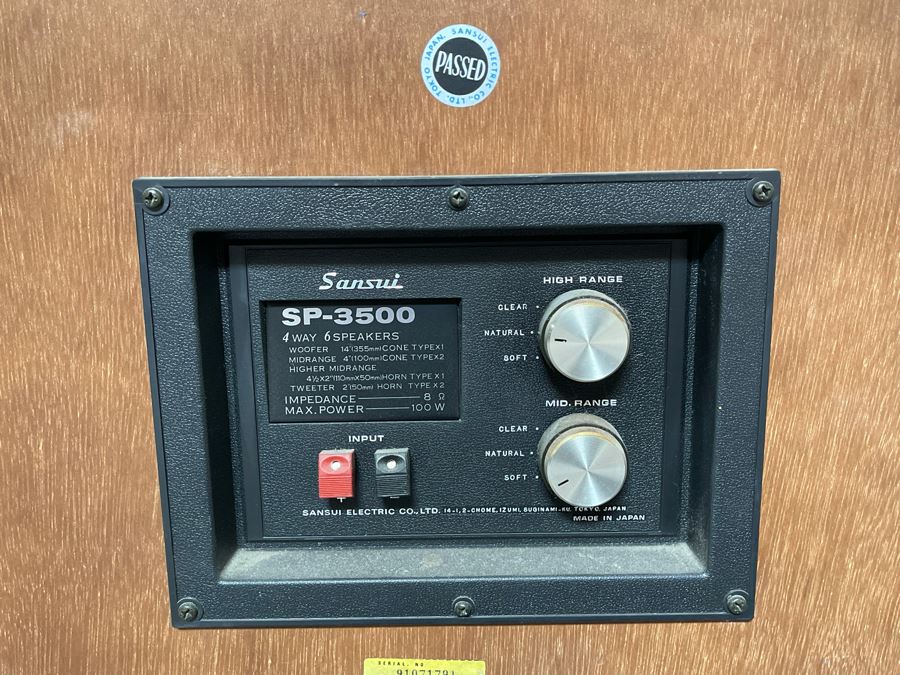 Vintage Pair Of Sansui SP-3500 4 Way High Power Series Speakers 17.5W X 11.5D X 25.5H [Photo 9]