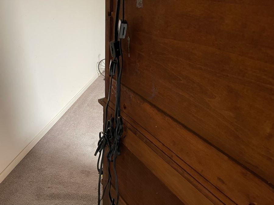 Antique Wooden China Cabinet With Overhead Lighting 38W X 18D X 6’H [Photo 11]