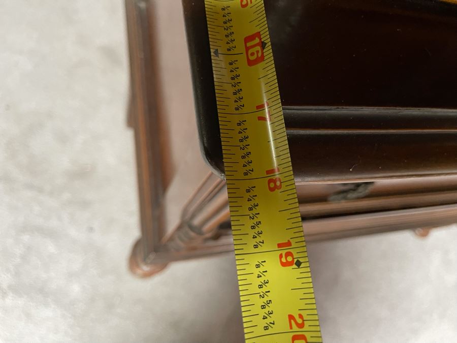 Antique Wooden China Cabinet With Overhead Lighting 38W X 18D X 6’H [Photo 8]