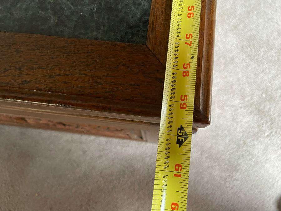 Vintage Relief Carved Chinese Coffee Table With Large Pullout Drawers Accessible Form Both Sides And Marble Tops 5’W X 20”D X 16”H [Photo 16]