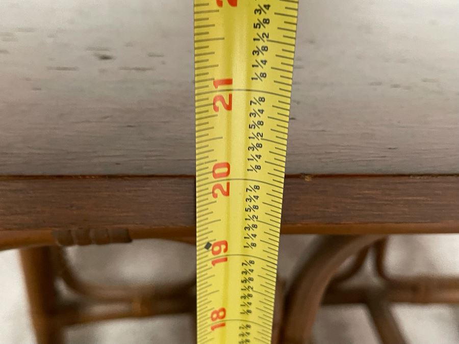 Vintage Bamboo And Wood Top Side Table 26W X 16D X 20H [Photo 8]