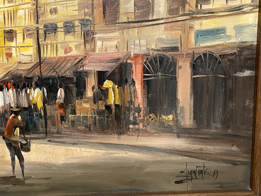 Original Painting Signature Illegible 47 X 23 Framed [Photo 9]