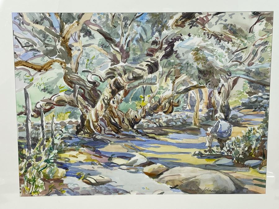 Krentz Johnson Original Watercolor Painting Titled The Ancient Olive 19 X 25 Framed 36 X 29 [Photo 1]