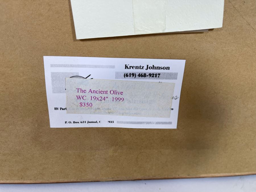 Krentz Johnson Original Watercolor Painting Titled The Ancient Olive 19 X 25 Framed 36 X 29 [Photo 12]