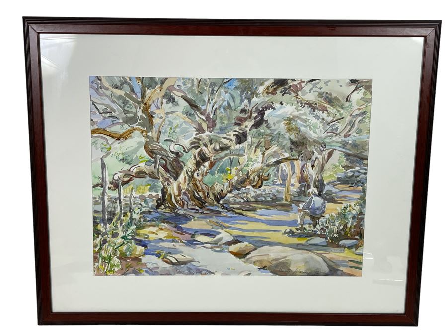 Krentz Johnson Original Watercolor Painting Titled The Ancient Olive 19 X 25 Framed 36 X 29 [Photo 2]