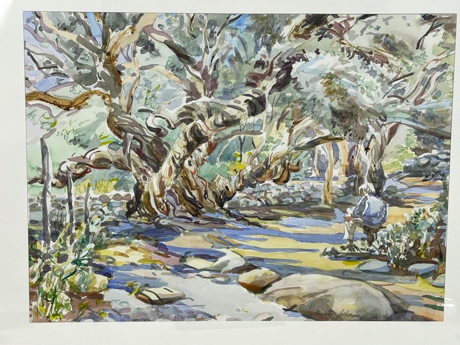 Krentz Johnson Original Watercolor Painting Titled The Ancient Olive 19 X 25 Framed 36 X 29 [Photo 3]
