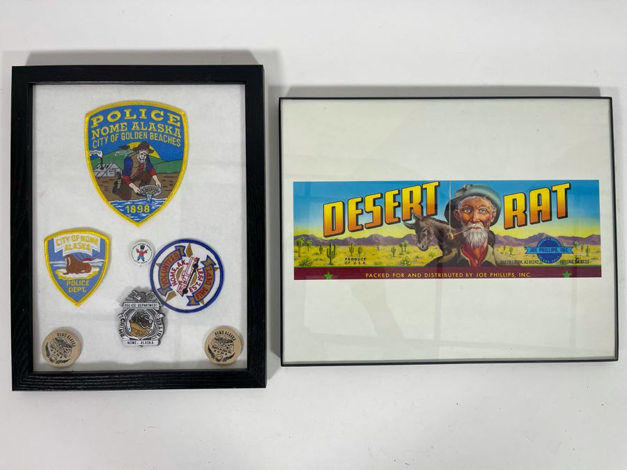 Framed Nome Alaska Patches And Framed Desert Rat Vintage Fruit Crate Label [Photo 2]