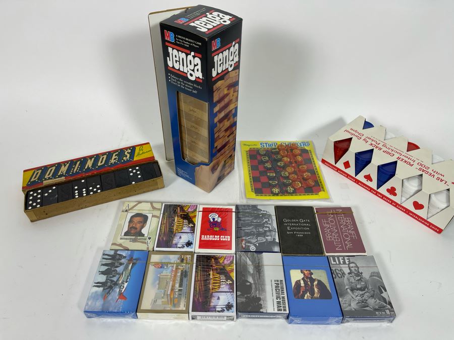 Game Lot Includes Sealed Jenga, Poker Chips, Dominoes, Playing Cards, Checkers [Photo 3]