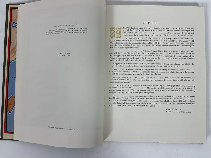 First Edition Book The Fourth Marine Division In World War II Infantry Journal Press [Photo 6]