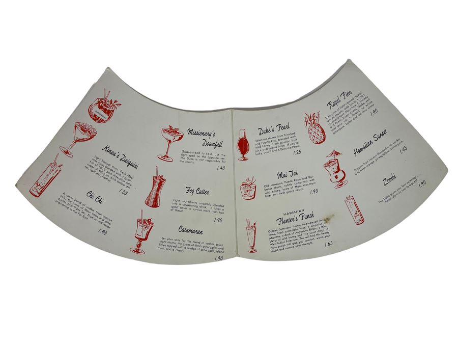 Vintage Hawaiian Duke Kahanamoku's Waikiki Beach Drink Menu [Photo 2]