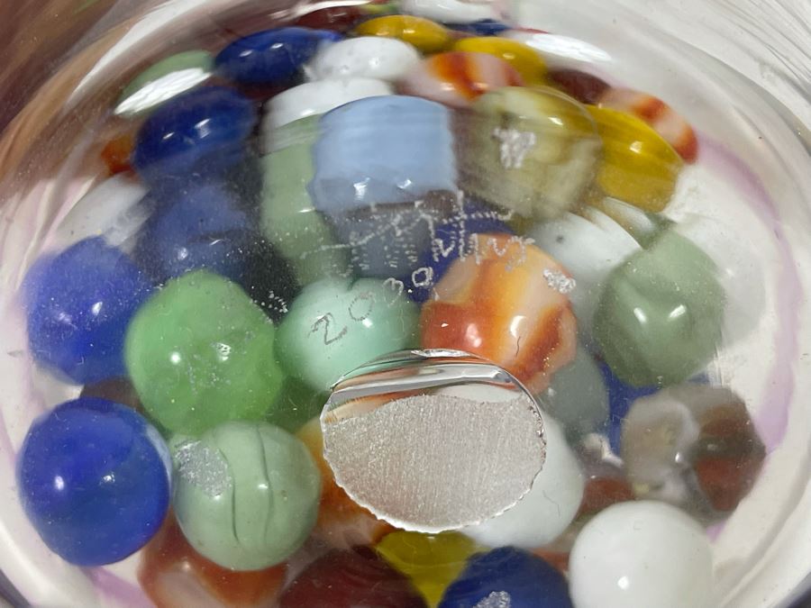 Pair Of Signed Art Glass Vases 6.5H / 8H And Vintage Glass Marbles [Photo 10]