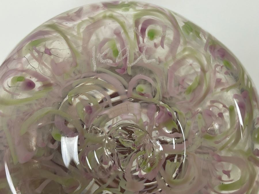 Pair Of Signed Art Glass Vases 6.5H / 8H And Vintage Glass Marbles [Photo 9]