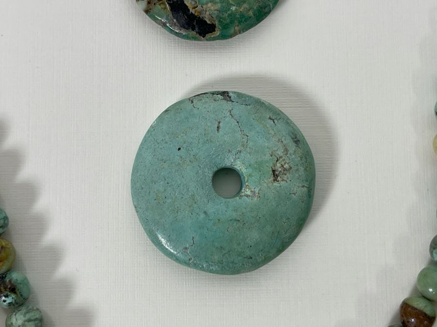 Turquoise Beads And Pair Of Turquoise Donut Pendants 227g [Photo 5]