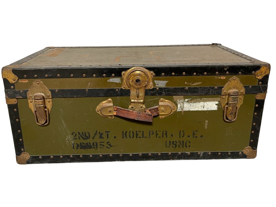 Vintage Marine Corps Foot Locker Footlocker Trunk 31W X 17D X 13H