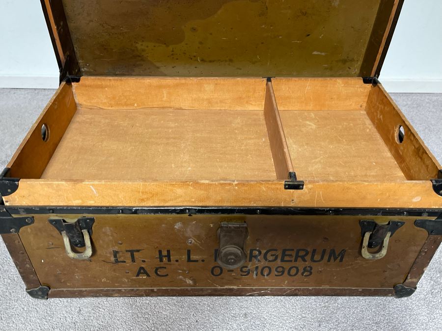 Vintage Military Foot Locker Footlocker Trunk 31W X 17D X 13H [Photo 11]