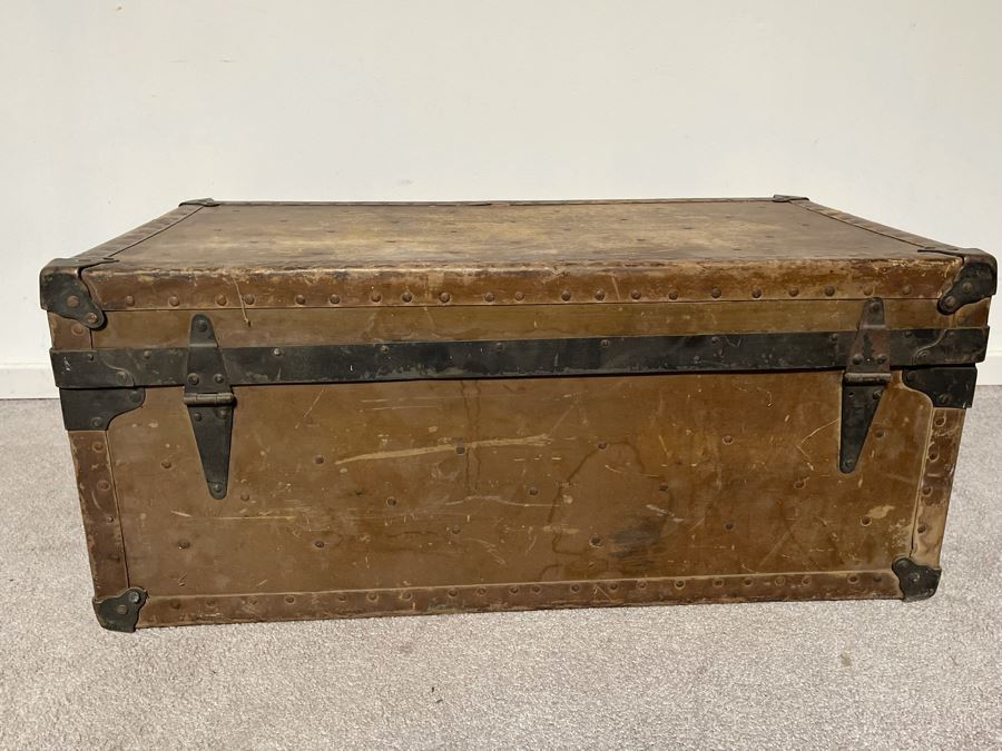 Vintage Military Foot Locker Footlocker Trunk 31W X 17D X 13H [Photo 7]