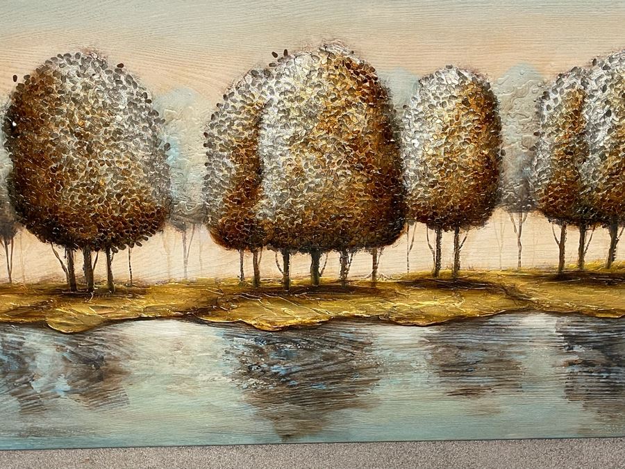 JUST ADDED - Large Wall Artwork Landscape Tree Scene On Board 5'W X 30'H