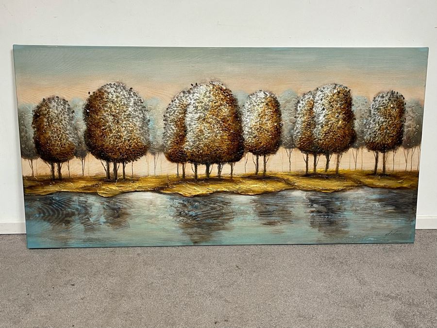 JUST ADDED - Large Wall Artwork Landscape Tree Scene On Board 5'W X 30'H [Photo 3]