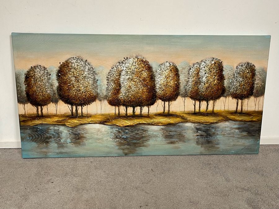 JUST ADDED - Large Wall Artwork Landscape Tree Scene On Board 5'W X 30'H [Photo 2]