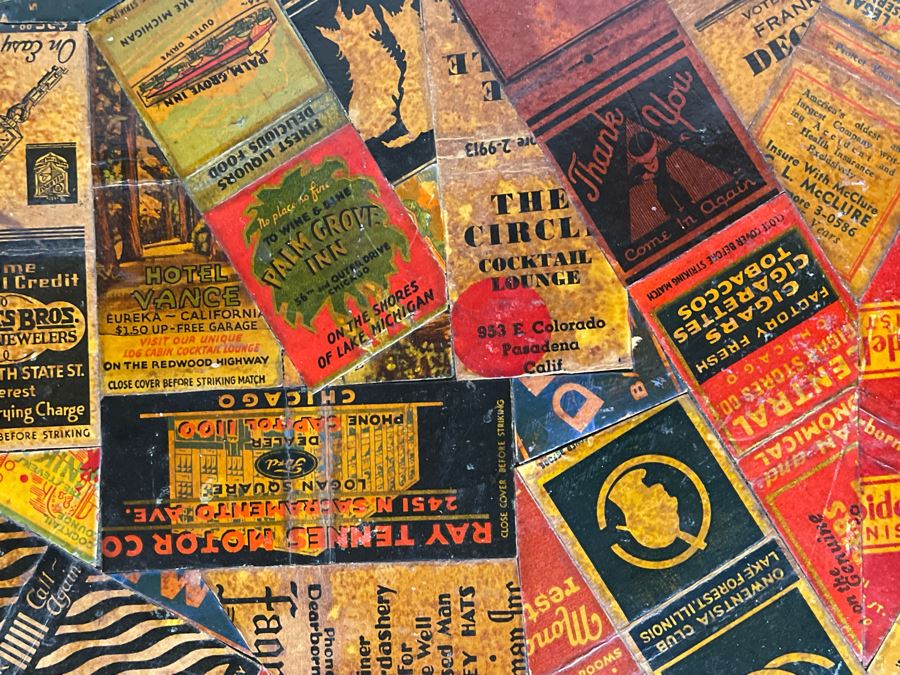 JUST ADDED - Vintage Card Table With Vintage Matchbook Top 28.5W X 26H [Photo 18]