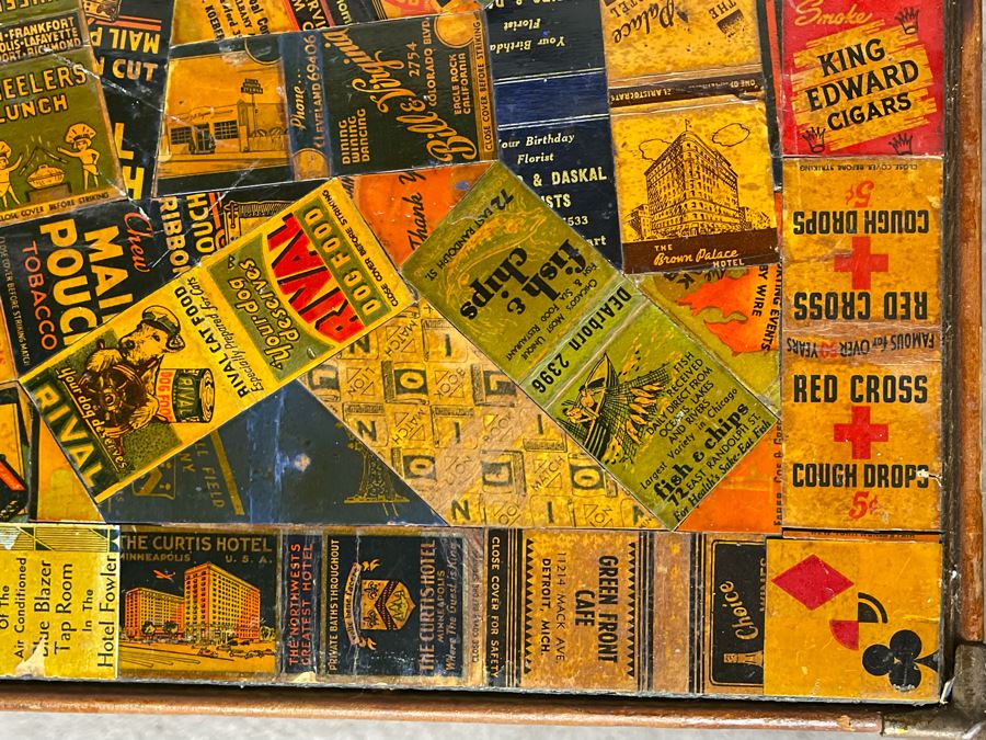 JUST ADDED - Vintage Card Table With Vintage Matchbook Top 28.5W X 26H [Photo 6]