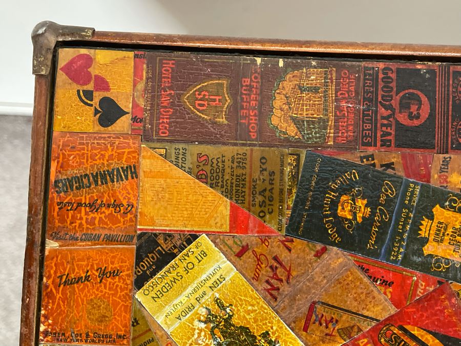 JUST ADDED - Vintage Card Table With Vintage Matchbook Top 28.5W X 26H [Photo 22]