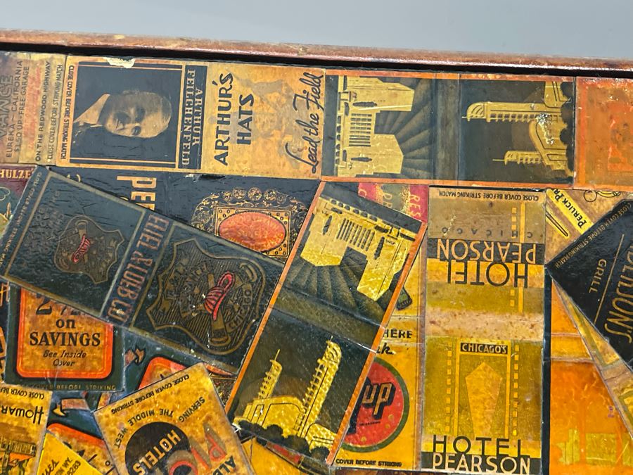 JUST ADDED - Vintage Card Table With Vintage Matchbook Top 28.5W X 26H [Photo 12]