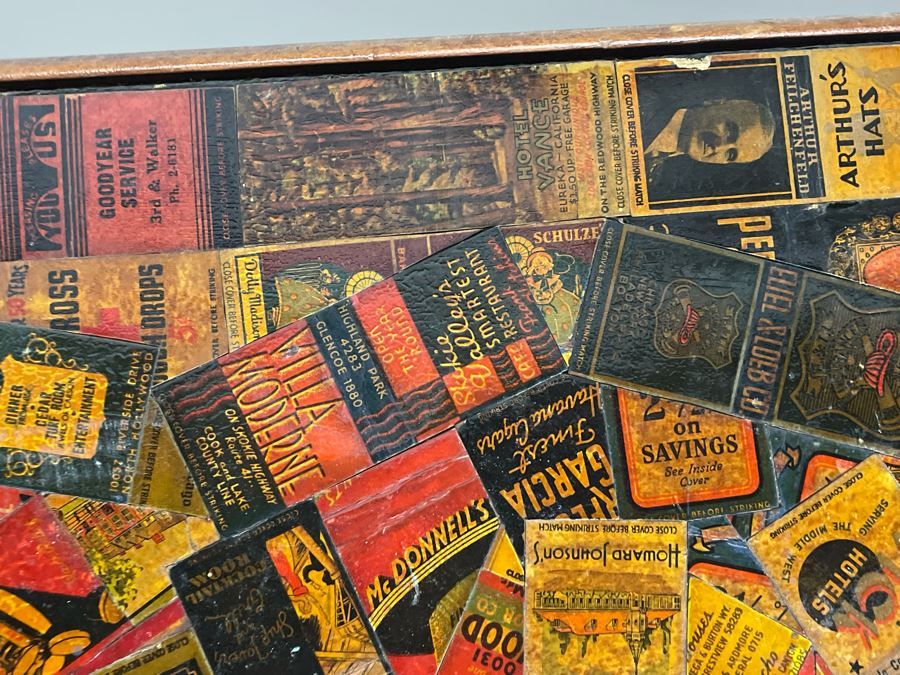 JUST ADDED - Vintage Card Table With Vintage Matchbook Top 28.5W X 26H [Photo 21]