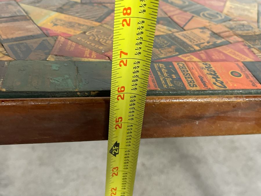 JUST ADDED - Vintage Card Table With Vintage Matchbook Top 28.5W X 26H [Photo 28]
