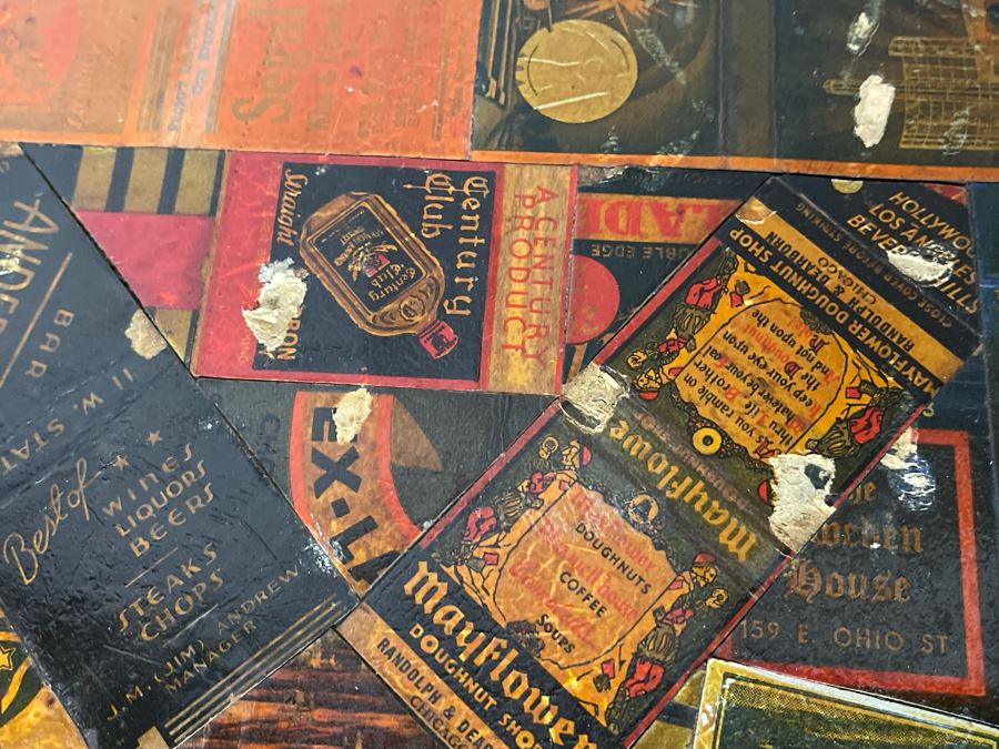 JUST ADDED - Vintage Card Table With Vintage Matchbook Top 28.5W X 26H [Photo 11]