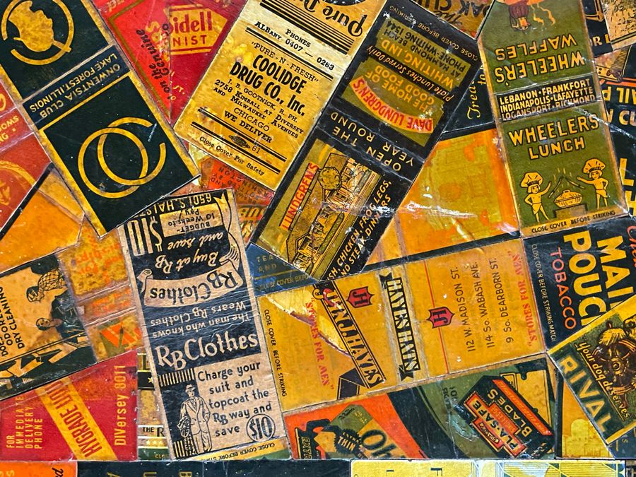 JUST ADDED - Vintage Card Table With Vintage Matchbook Top 28.5W X 26H [Photo 16]