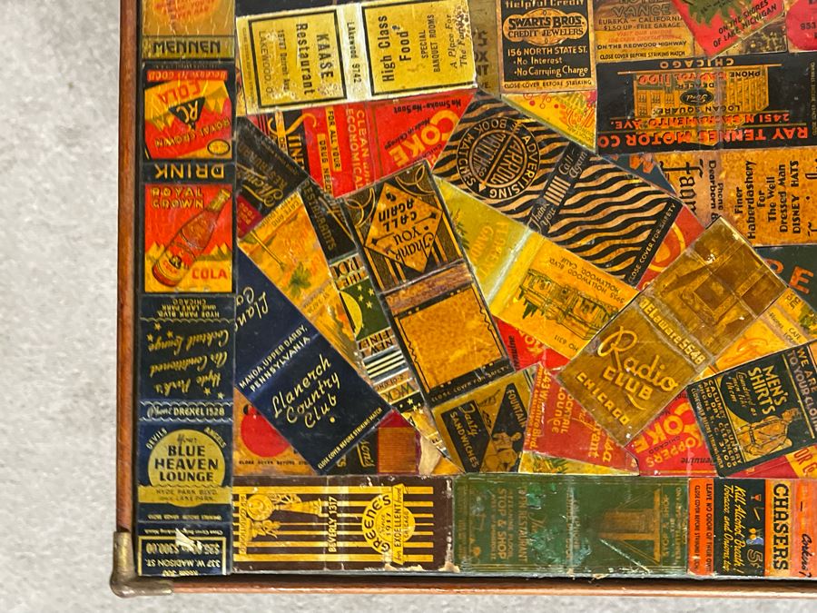 JUST ADDED - Vintage Card Table With Vintage Matchbook Top 28.5W X 26H [Photo 26]
