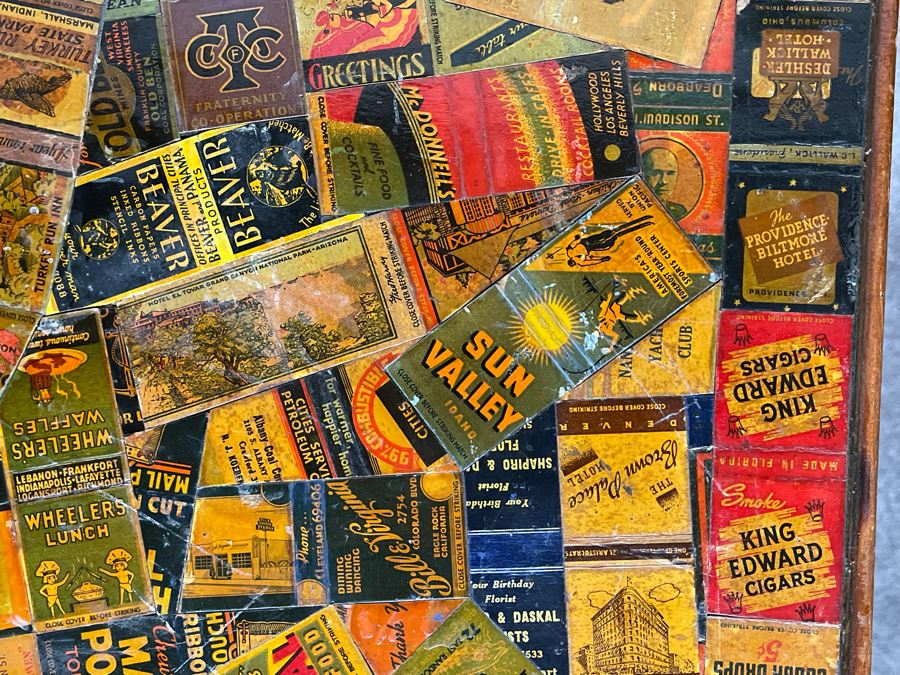 JUST ADDED - Vintage Card Table With Vintage Matchbook Top 28.5W X 26H [Photo 7]