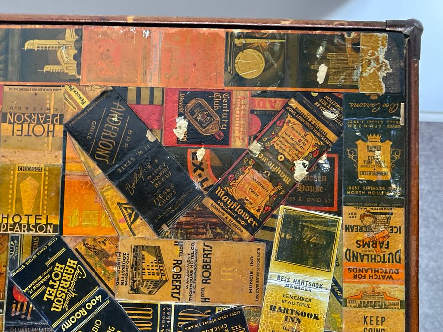 JUST ADDED - Vintage Card Table With Vintage Matchbook Top 28.5W X 26H [Photo 10]