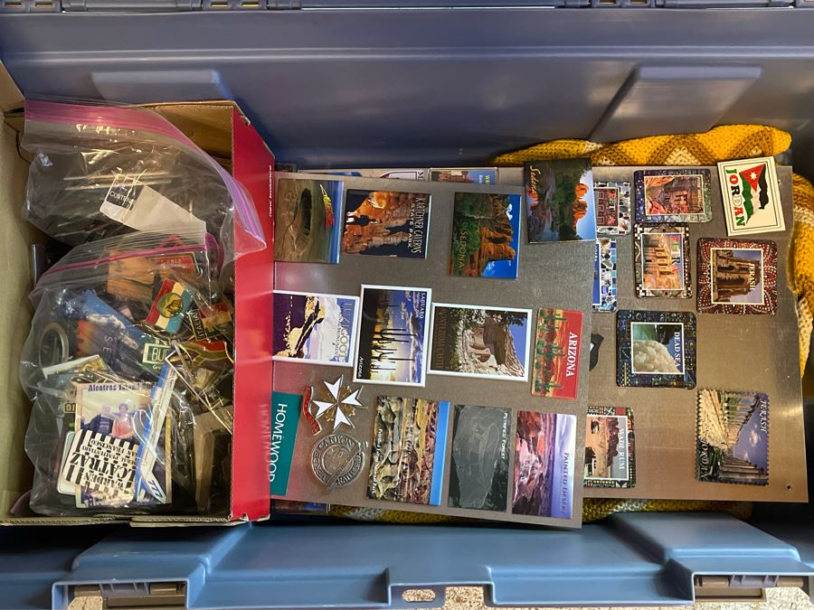 JUST ADDED - Large Collection Of Refrigerator Magnets With Rubbermaid Bin [Photo 2]