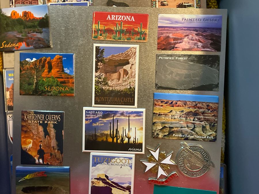 JUST ADDED - Large Collection Of Refrigerator Magnets With Rubbermaid Bin [Photo 4]