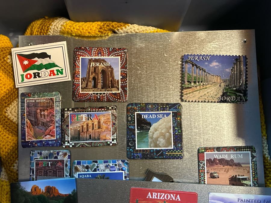 JUST ADDED - Large Collection Of Refrigerator Magnets With Rubbermaid Bin [Photo 3]