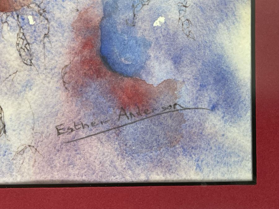 JUST ADDED - Original Esther Anderson Abstract Watercolor Painting 8 X 6 Framed 15 X 14 [Photo 3]