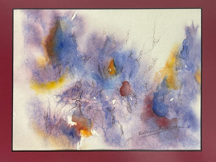 JUST ADDED - Original Esther Anderson Abstract Watercolor Painting 8 X 6 Framed 15 X 14 [Photo 2]