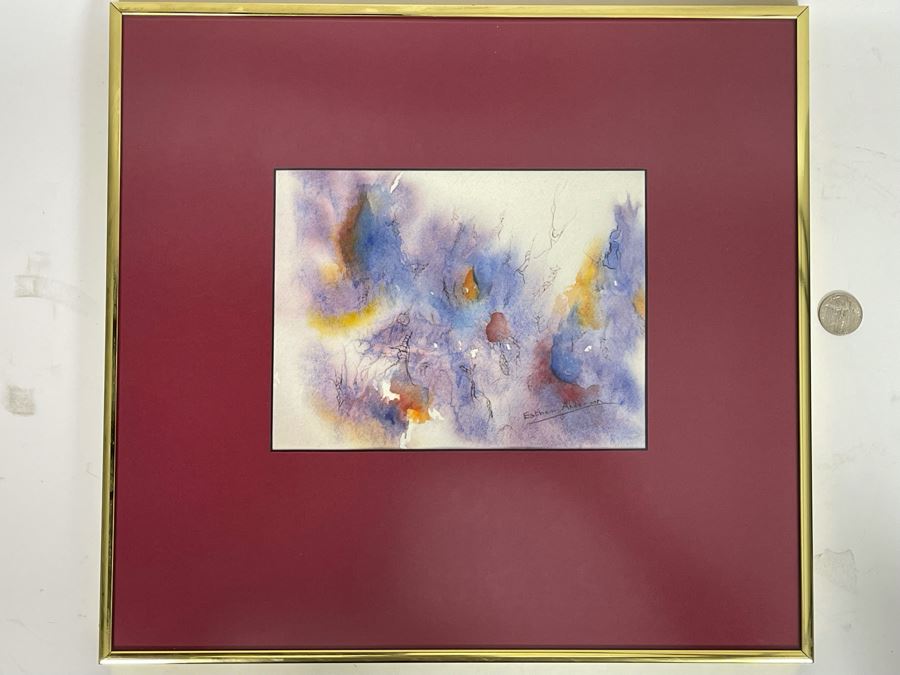 JUST ADDED - Original Esther Anderson Abstract Watercolor Painting 8 X 6 Framed 15 X 14 [Photo 10]