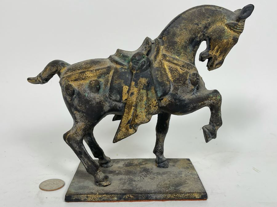 JUST ADDED - Japanese Metal Gilded Horse Sculpture 8W X 3.5D